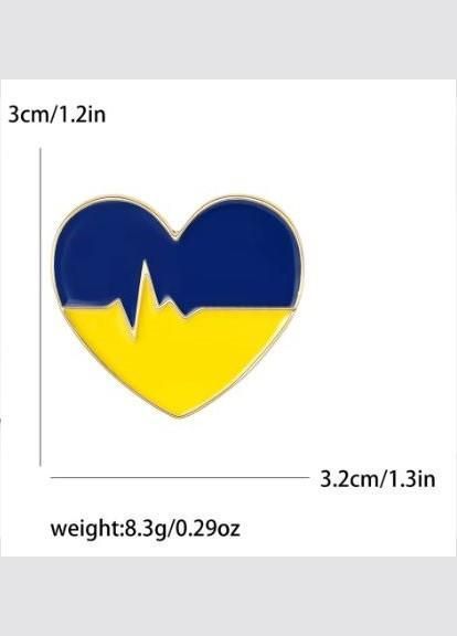 Брошь "Сердце", брошка шпилька, символ Украины, желто-голубая 849499 фото