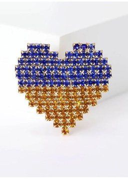 Брошка "Сердце", брошка шпилька, символ України, жовто-блакитна 849555 фото