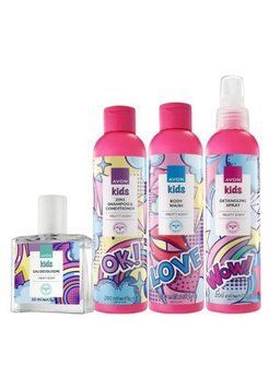 Дитячий парфумерно-косметичний набір Avon &laquo;Love&raquo; (shmp/con/200 ml + sh/gel/200 ml + cologne/30 ml + h/spray'200ml) 121047721 фото